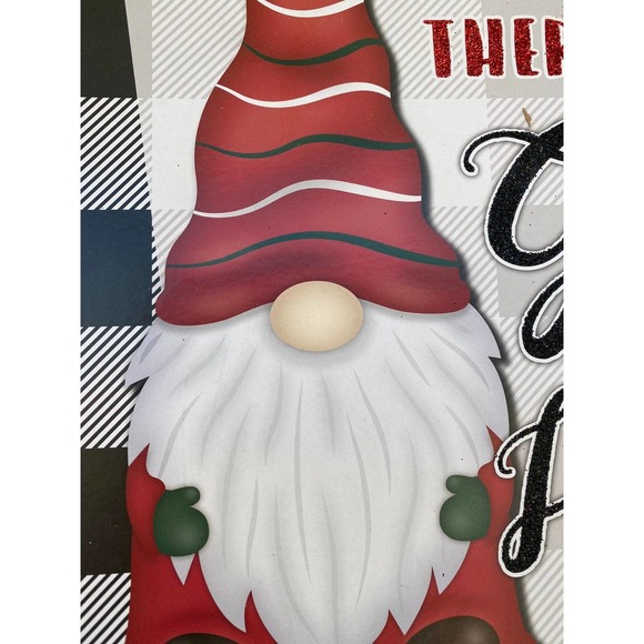 Black White buffalo check plaid theres no place like gnome for the holidays sign - Picture 2 of 6